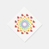 Farbenfrohe Herzen Serviette (Ecke)