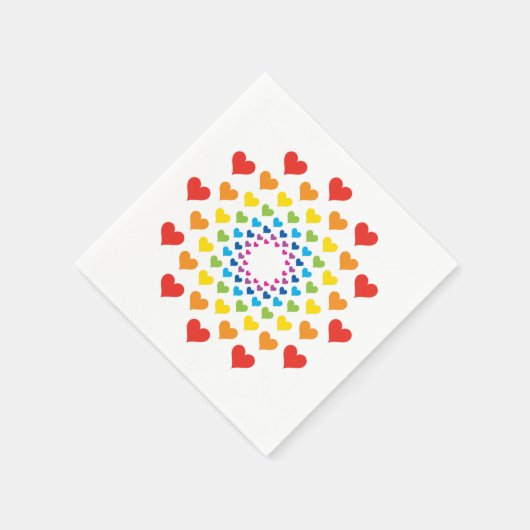 Farbenfrohe Herzen Serviette (Ecke)