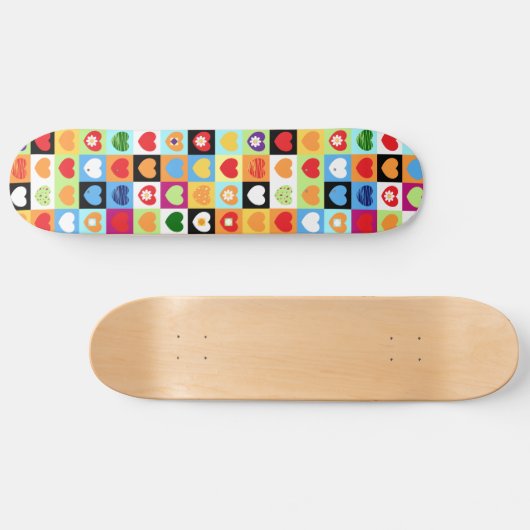 Farbenfrohe Herzen, Skate Skateboard (Horizontal)
