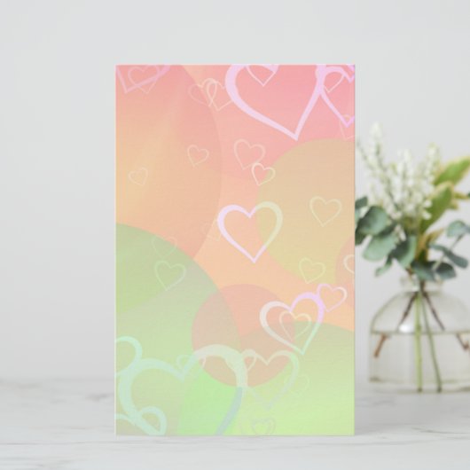 Farbenfrohe Herzen und Balloons Abstraktes Design Briefpapier (Stehend Vorderseite)
