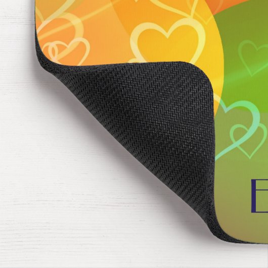 Farbenfrohe Herzen und Balloons Abstraktes Design Mousepad (Ecke)