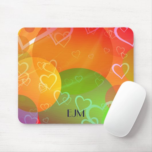 Farbenfrohe Herzen und Balloons Abstraktes Design Mousepad (Mit Mouse)