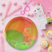 Farbenfrohe Herzen und Balloons Abstraktes Design Pappteller (Party)