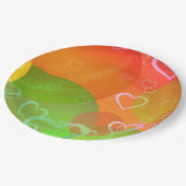 Farbenfrohe Herzen und Balloons Abstraktes Design Pappteller (Schrägansicht)