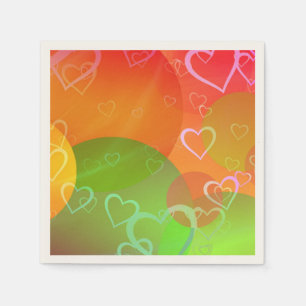 Farbenfrohe Herzen und Balloons Abstraktes Design Serviette