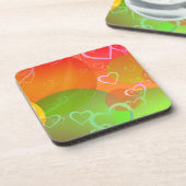 Farbenfrohe Herzen und Balloons Abstraktes Design Untersetzer (Linke Seite)