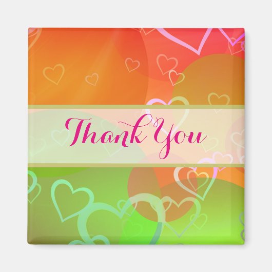 Farbenfrohe Herzen und Balloons - Vielen Dank Magnet (Vorne)