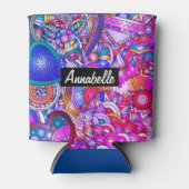 Farbenfrohe Herzen und Blume Abstrakt Personalisie Dosenkühler (Vorderseite)