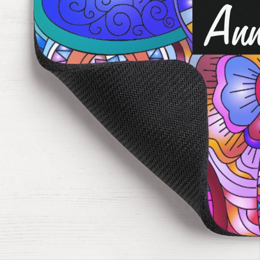 Farbenfrohe Herzen und Blume Abstrakt Personalisie Mousepad (Ecke)