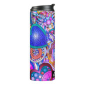 Farbenfrohe Herzen und Blume Abstrakt Personalisie Thermosbecher (Nach links gedreht)