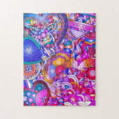 ; Farbenfrohe Herzen und Blume Abstrakte Kunst Puzzle (Vertikal)