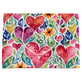 Farbenfrohe Herzen und Blume Große Geschenktüte (Vorderseite)