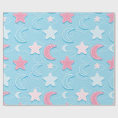 Farbenfrohe Herzen und Sterne Patch 3D Wrapping Pa Geschenkpapier (Flach)