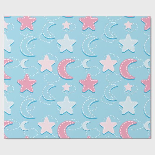 Farbenfrohe Herzen und Sterne Patch 3D Wrapping Pa Geschenkpapier (Flach)