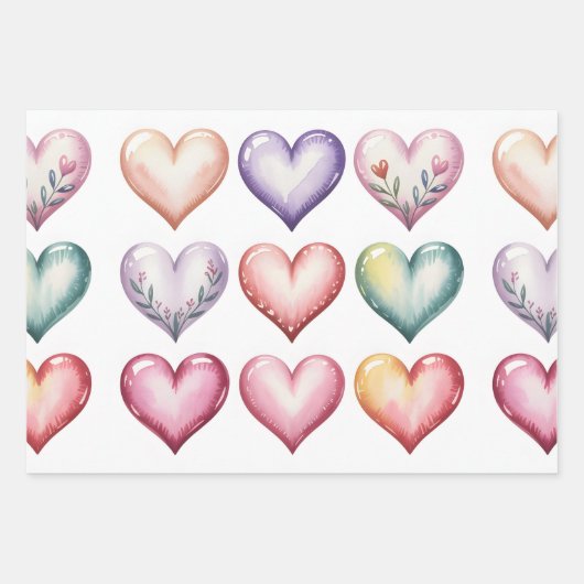 Farbenfrohe Herzen valentine nahtlos Geschenkpapier Set (Vorderseite)