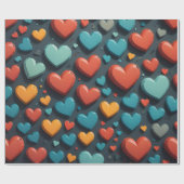 Farbenfrohe Herzen, Valentinische Kunst Geschenkpapier (Flach)