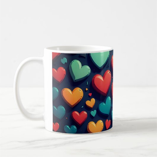 Farbenfrohe Herzen, Valentinische Kunst Kaffeetasse (Links)