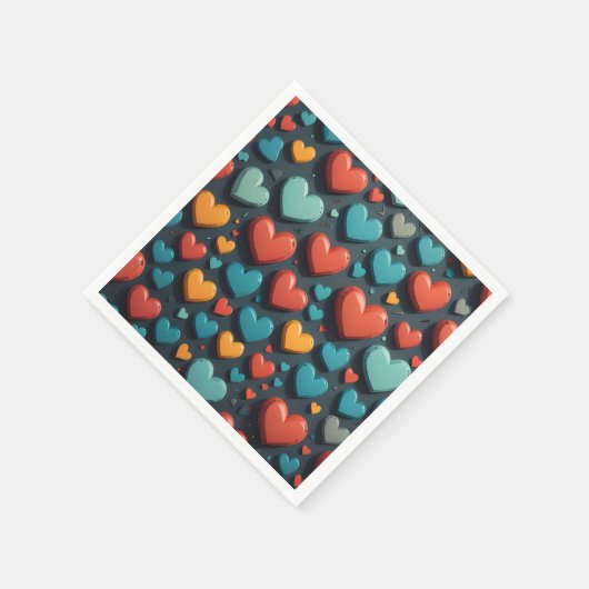 Farbenfrohe Herzen, Valentinische Kunst Serviette (Ecke)