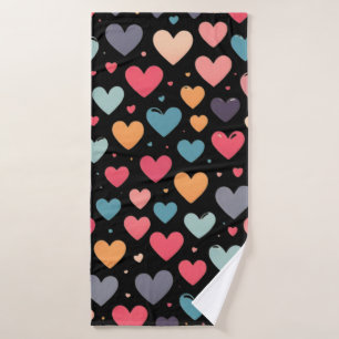 Farbenfrohe Herzen Valentinstag Badehandtuch
