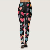 Farbenfrohe Herzen Valentinstag Leggings (Rückseite)