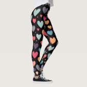 Farbenfrohe Herzen Valentinstag Leggings (Rechts)