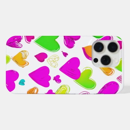 Farbenfrohe Herzenmuster - Fall | Niedliche Lebens iPhone Hülle (Rückseite (Horizontal))