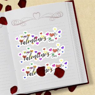 Farbenfrohe Herzensglücke Valentinstag Typografie Aufkleber