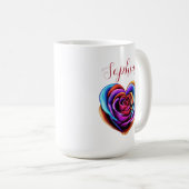 Farbenfrohe Herzform Rose- Kaffeetasse (VorderseiteRechts)