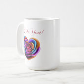 Farbenfrohe Herzform Rose- Kaffeetasse (Vorderseite Links)