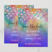 Farbenfrohe Herzklänge Design Einladung (Vorne/Hinten)