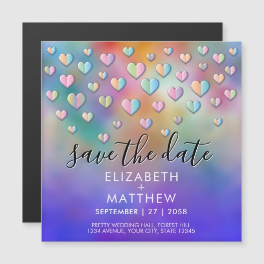 Farbenfrohe Herzklänge Design Magnetkarte (Vorne/Hinten)