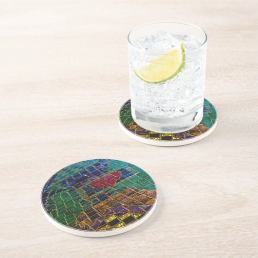 Farbenfrohe Herzmosaik Getränkeuntersetzer (Seite)