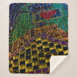 Farbenfrohe Herzmosaik Sherpadecke