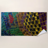 Farbenfrohe Herzmosaik Strandtuch (Vorderseite)