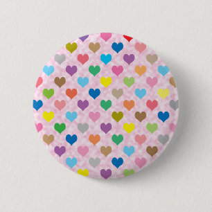 Farbenfrohe Herzmuster Button