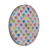 Farbenfrohe Herzmuster Dartscheibe (Vorderseite Links)