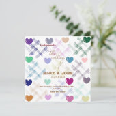 Farbenfrohe Herzmuster Einladung Hochzeit | Modern (Stehend Vorderseite)