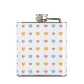Farbenfrohe Herzmuster Gelb Rosa Blau Flachmann (Rückseite)