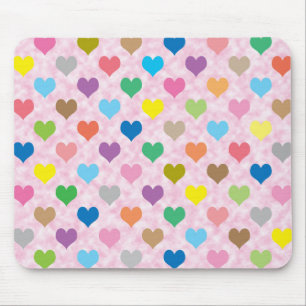 Farbenfrohe Herzmuster Mousepad