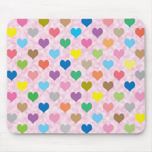 Farbenfrohe Herzmuster Mousepad (Vorne)