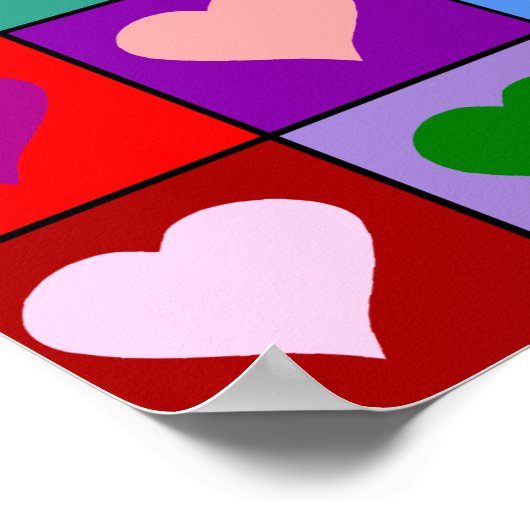 Farbenfrohe Herzplätze Poster (Ecke)