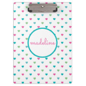 Farbenfrohe Herzpolka Dot Clipboard Klemmbrett (Vorderseite)