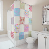 Farbenfrohe Herzquiltmuster Duschvorhang (Beispiel)