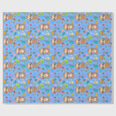 Farbenfrohe Herzstars Sloth Pattern Baby Birthday Geschenkpapier (Flach)