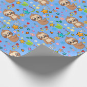 Farbenfrohe Herzstars Sloth Pattern Baby Birthday Geschenkpapier (Ecke)