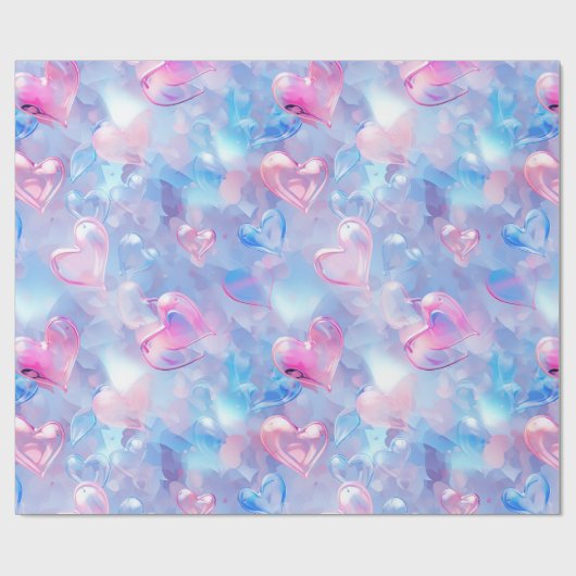 Farbenfrohe Herzstücke Geschenkpapier (Flach)