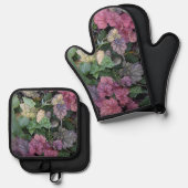 Farbenfrohe Heuchera Pflanze Blätter Botanisch Ofenhandschuh & Topflappen-Set (Vorderseite/Rückseite)