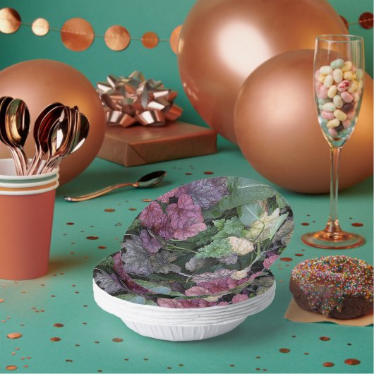 Farbenfrohe Heuchera Pflanze Blätter Botanisch Pappteller (Multi)