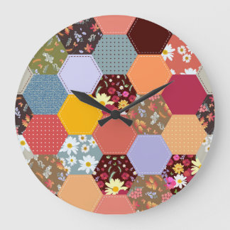 Farbenfrohe Hexagon-Blume, die Design verlassen Große Wanduhr