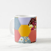 Farbenfrohe Hexagon-Blume, die Design verlassen Kaffeetasse (Vorderseite Links)